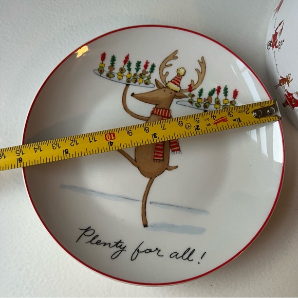 Christmas Follies Set Of 4 Ceramic Canapé Holiday Party Appetizer Serving Plates - Picture 7 of 11